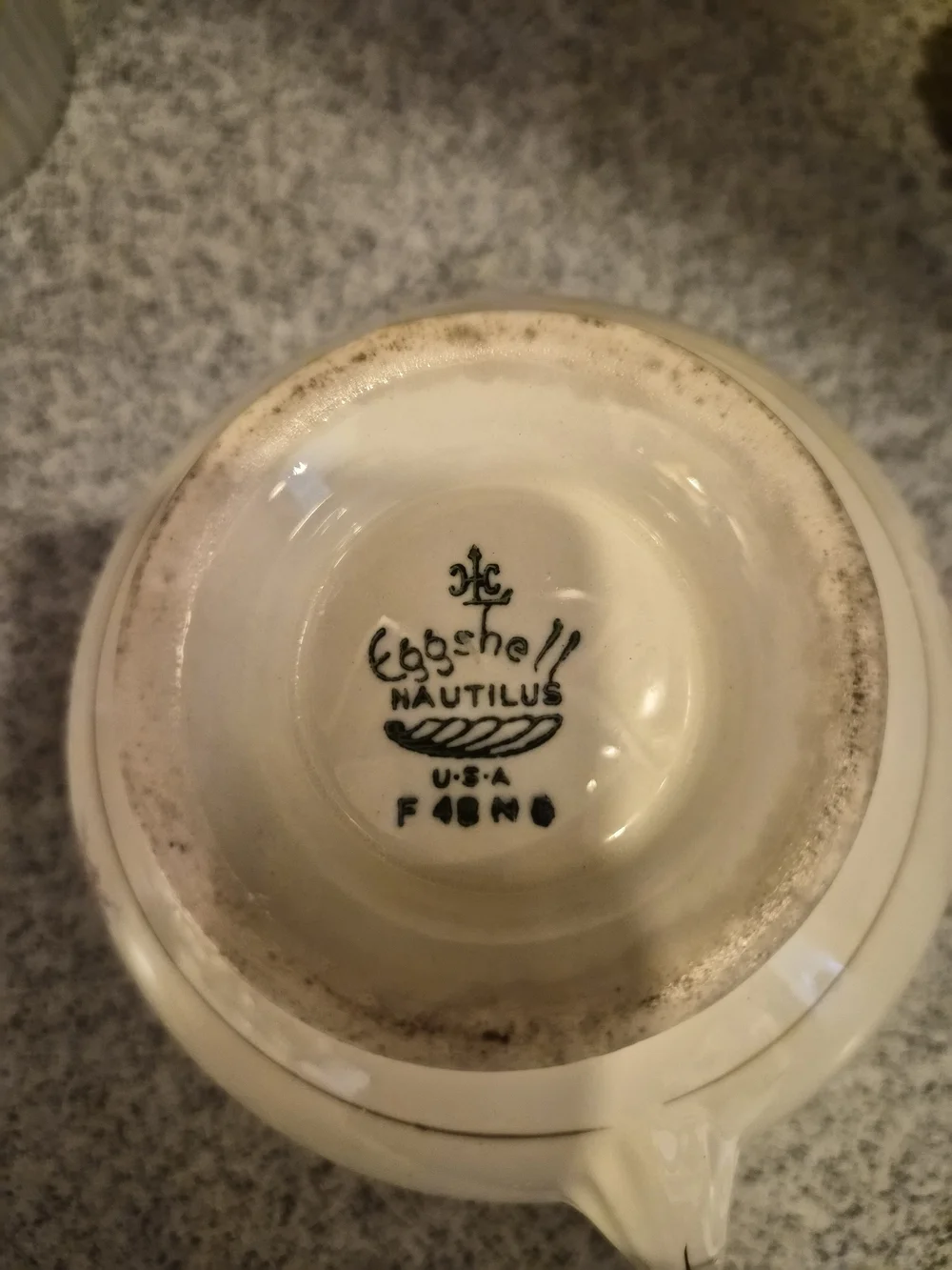 Vintage 1948 Homer Laughlin Eggshell Nautilus Floral Creamer Gold Trim